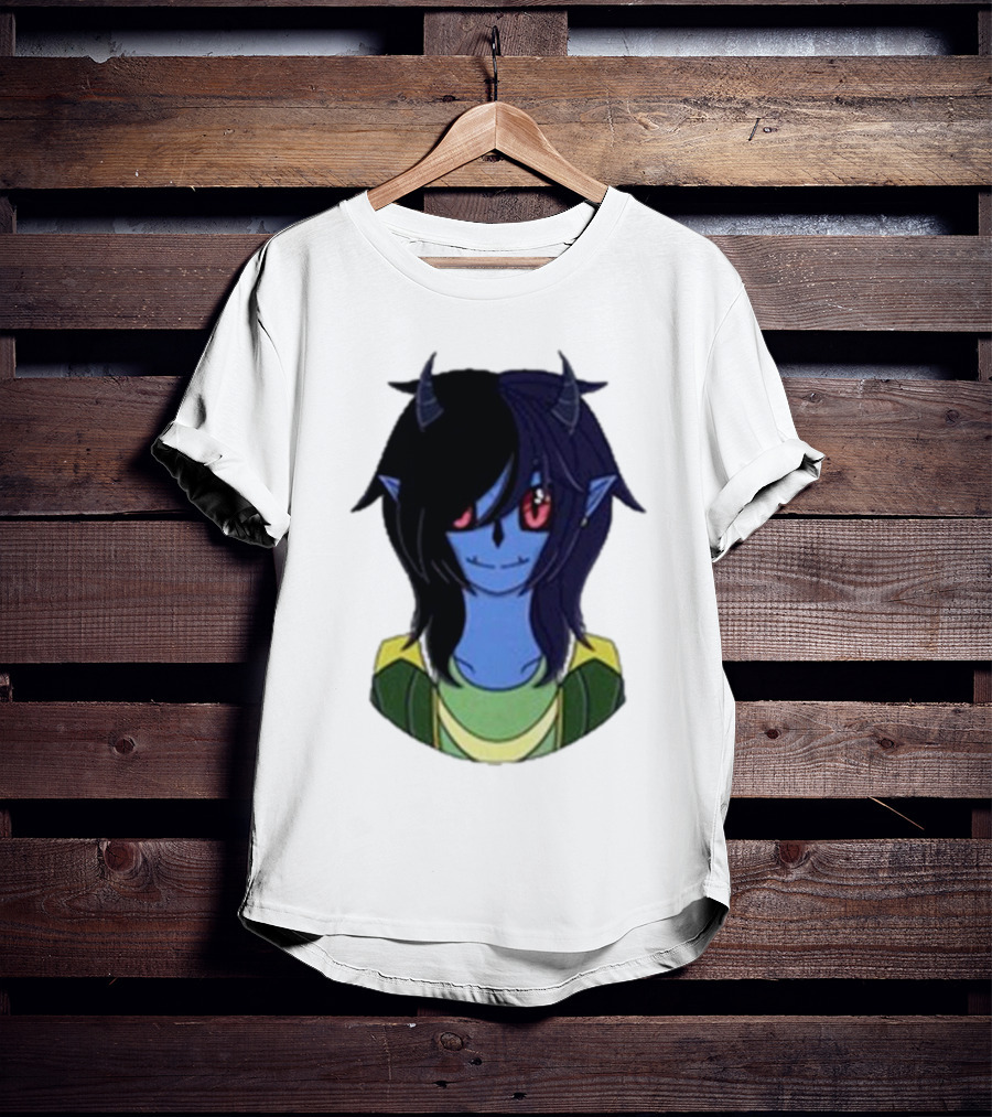 Zombicplayz's Anime-Style Blue Demon Character With Red Eyes And Horns T-Shirt