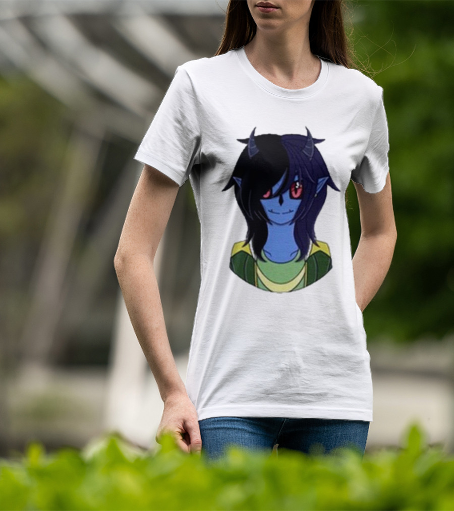Zombicplayz's Anime-Style Blue Demon Character With Red Eyes And Horns T-Shirt