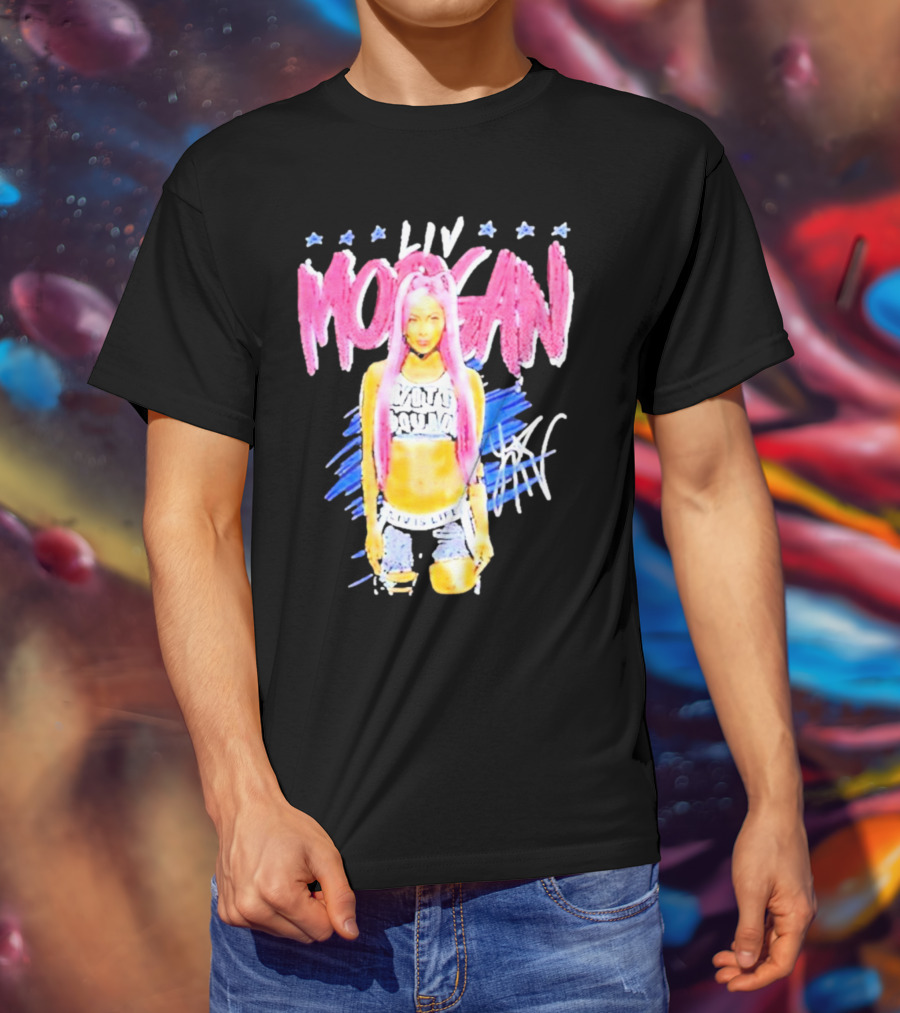 Liv Morgan Pop Signature Blue Stars T-Shirt