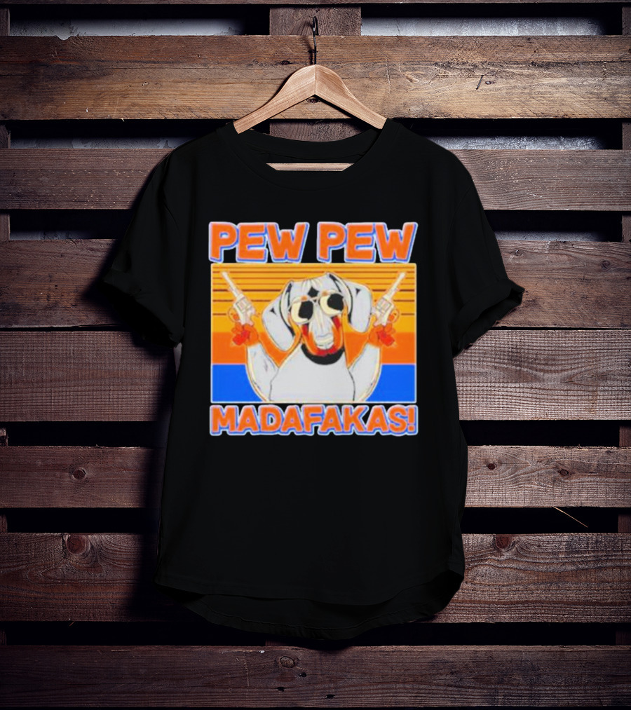 Pew Pew Madafakas Dachshund Dog Vintage Retro Guns T-Shirt