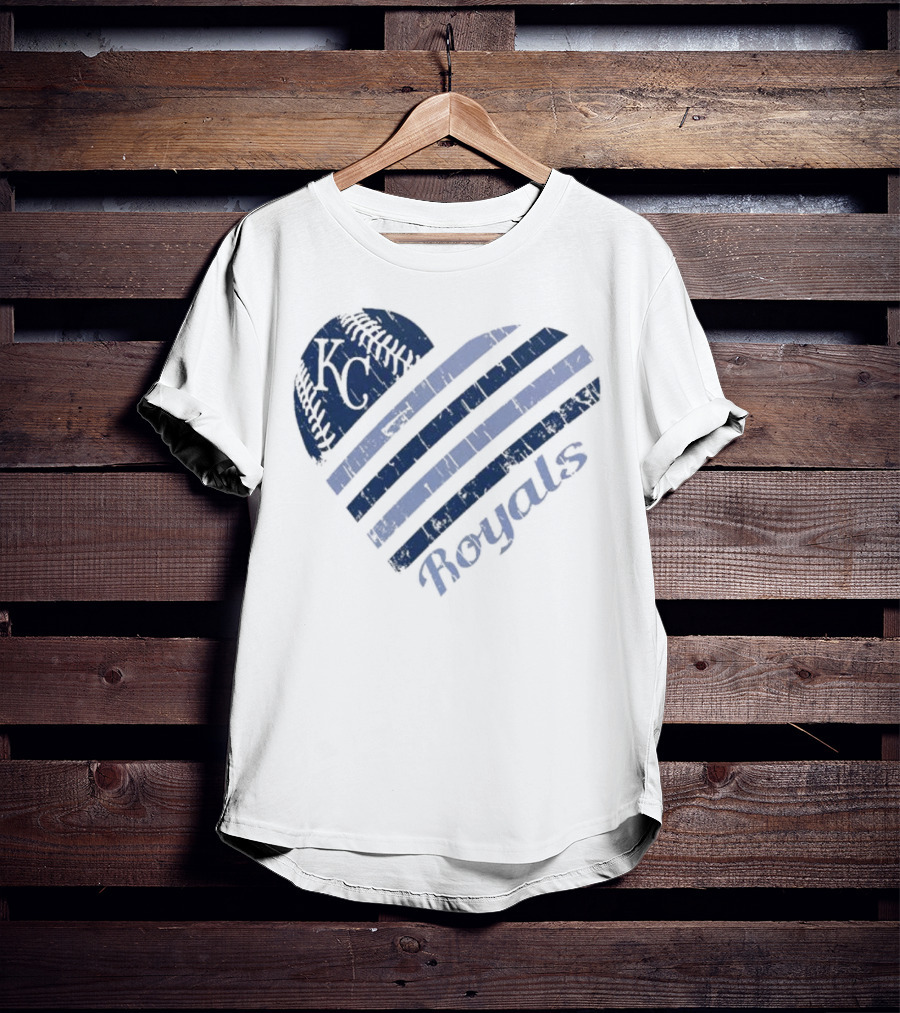 Kansas City Royals G-III 4Her Carl Banks White Heart KC Baseball Royals T-Shirt