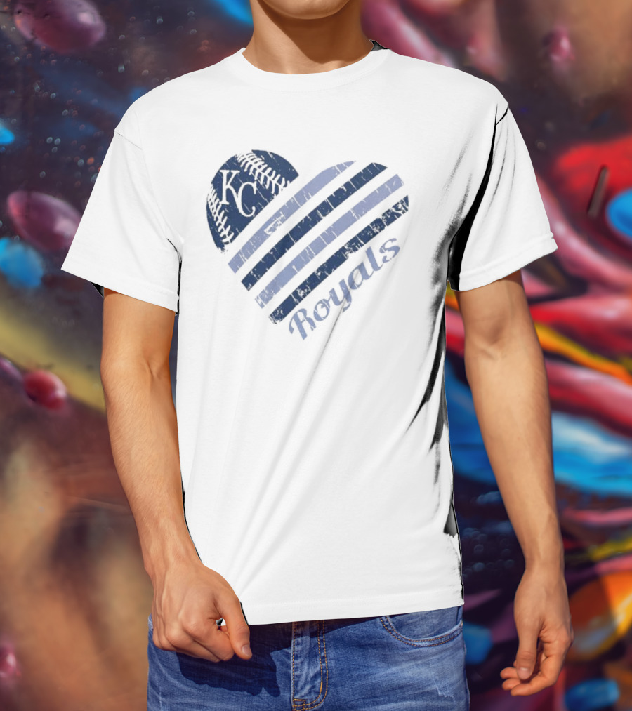 Kansas City Royals G-III 4Her Carl Banks White Heart KC Baseball Royals T-Shirt
