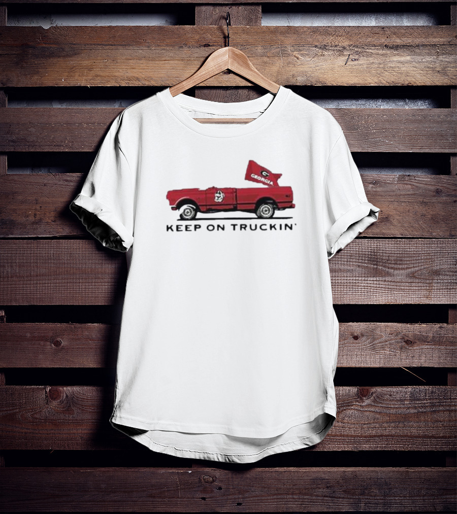 UGA All American Keep On Truckin' Georgia Bulldogs Red Truck Flag T-Shirt