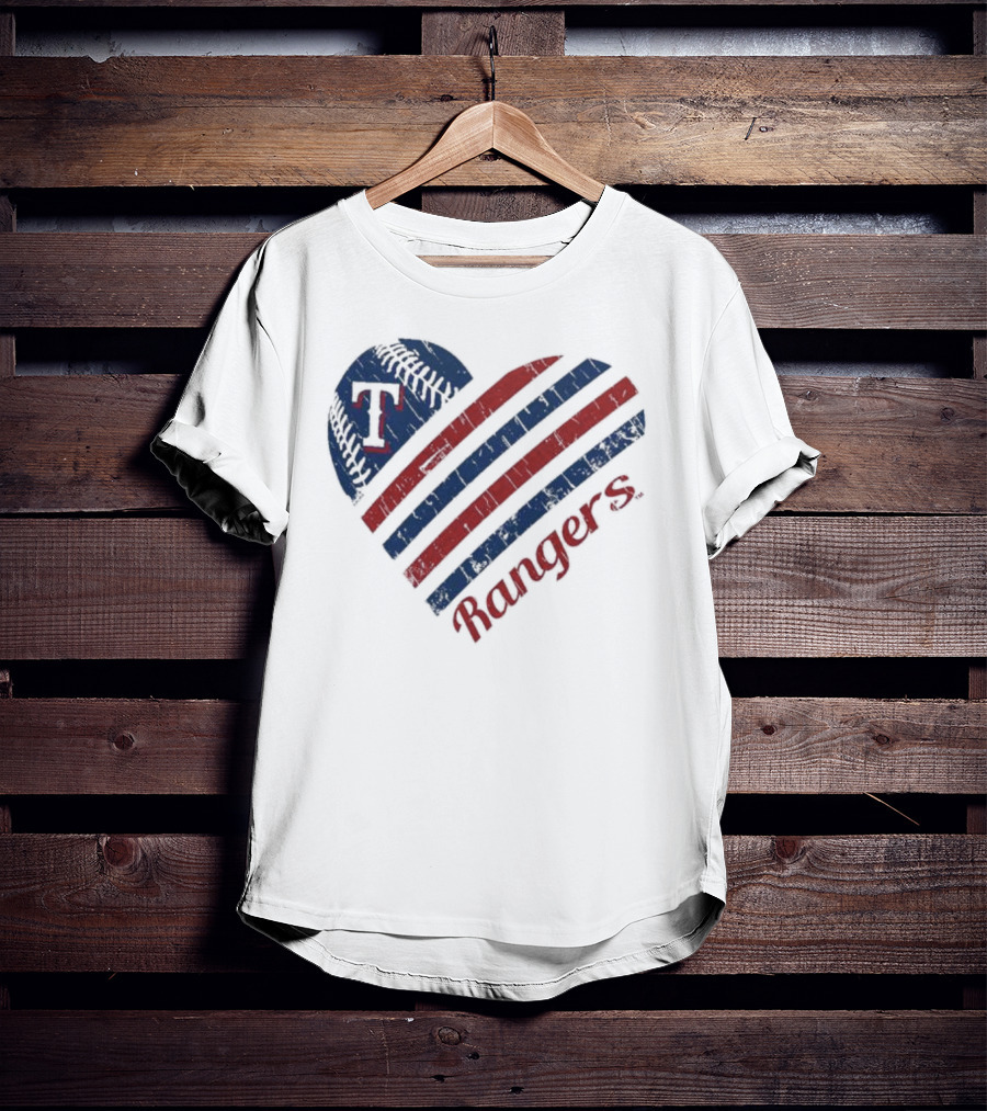 Texas Rangers Heart Design G-III 4Her By Carl Banks T-Shirt