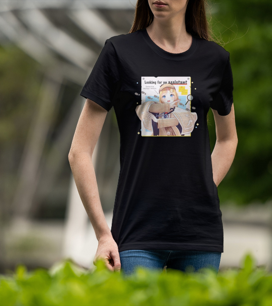 Detective Watson Amelia Looking For An Assistant Magnifying Glass And Notes T-Shirt