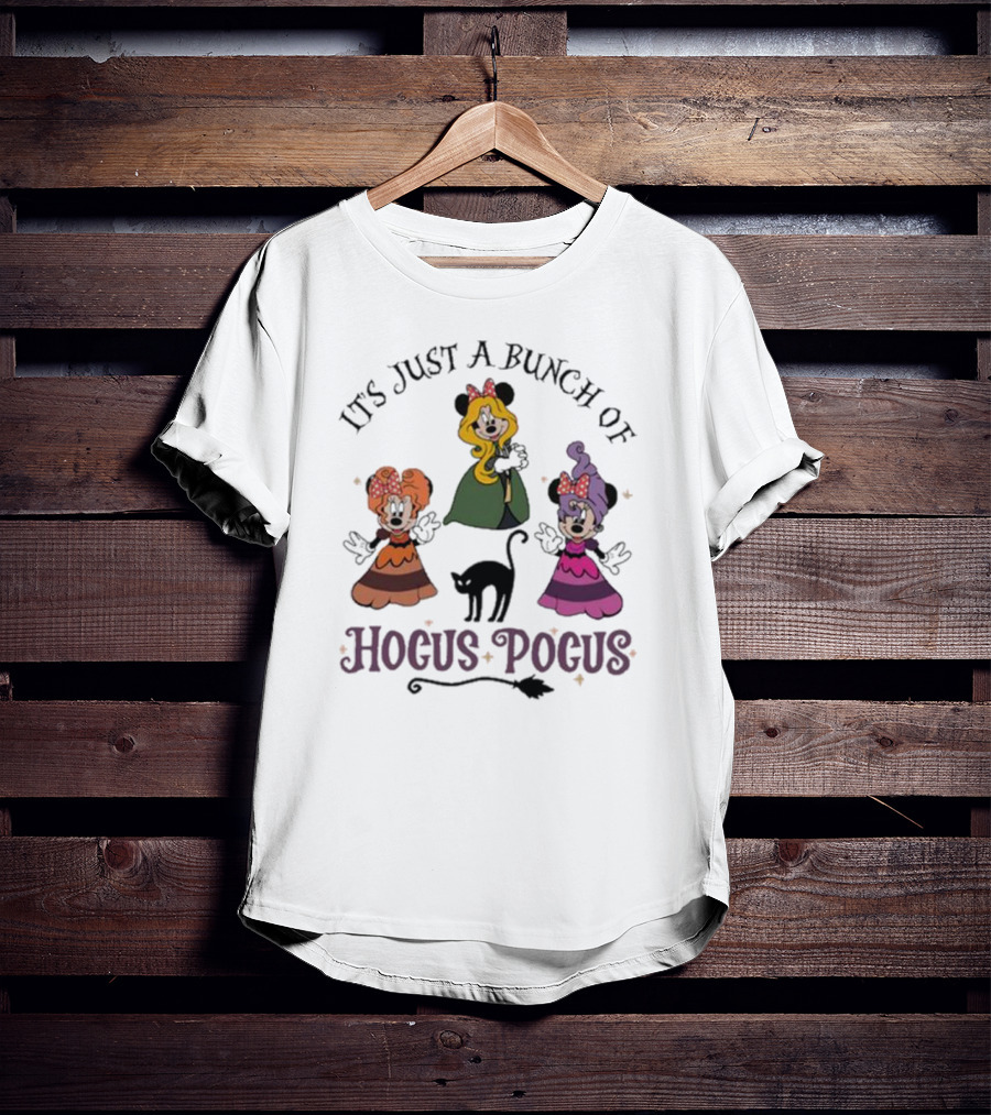 Disney Mickey It's Just A Bunch Of Hocus Pocus Halloween Black Cat Trio T-Shirt