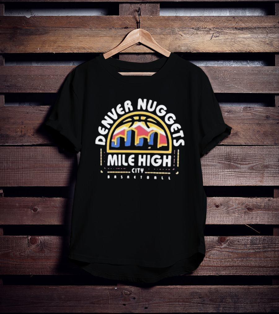 Denver Nuggets Mile High City Basketball Skyline T-Shirt
