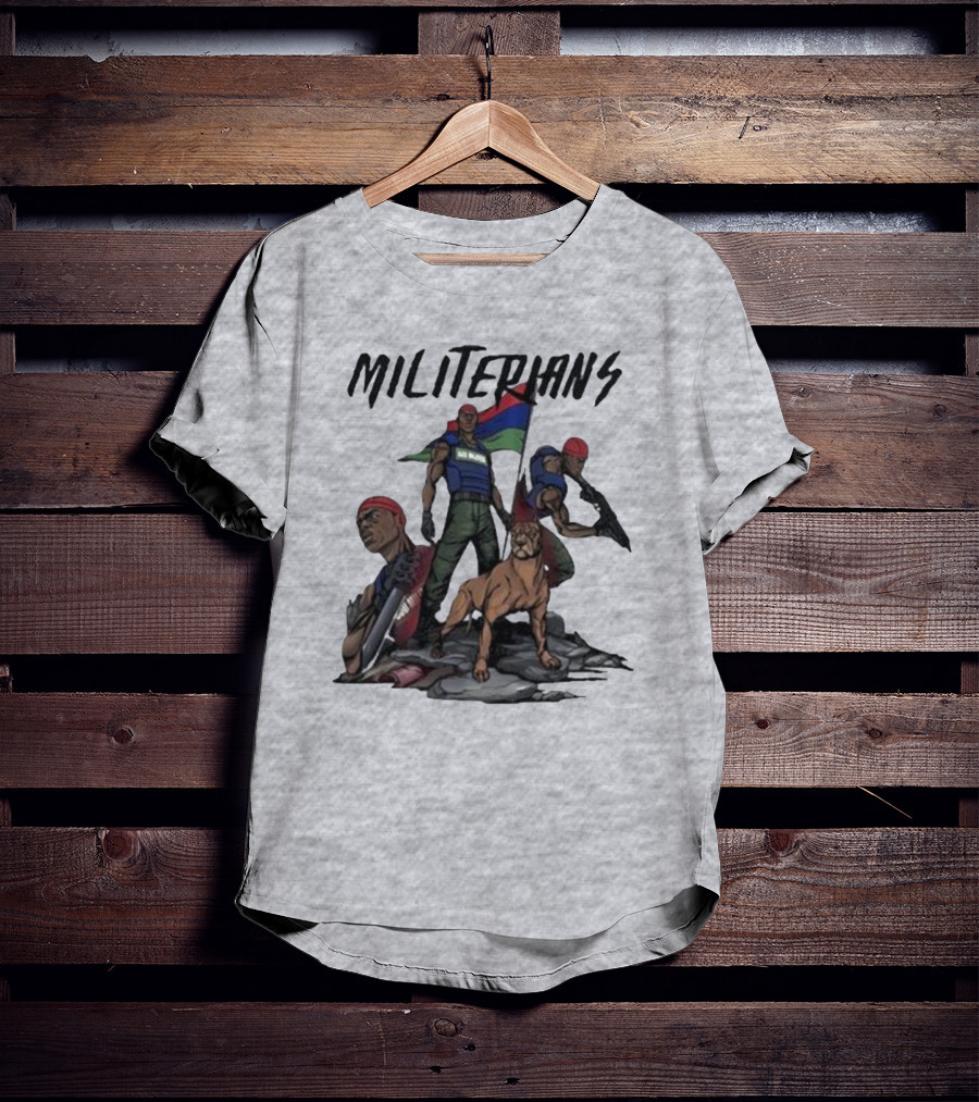 J Hus Merch Militerians Militant Style With Red Bandanas And Guard Dog T-Shirt