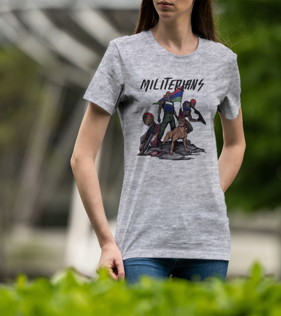J Hus Merch Militerians Militant Style With Red Bandanas And Guard Dog T-Shirt