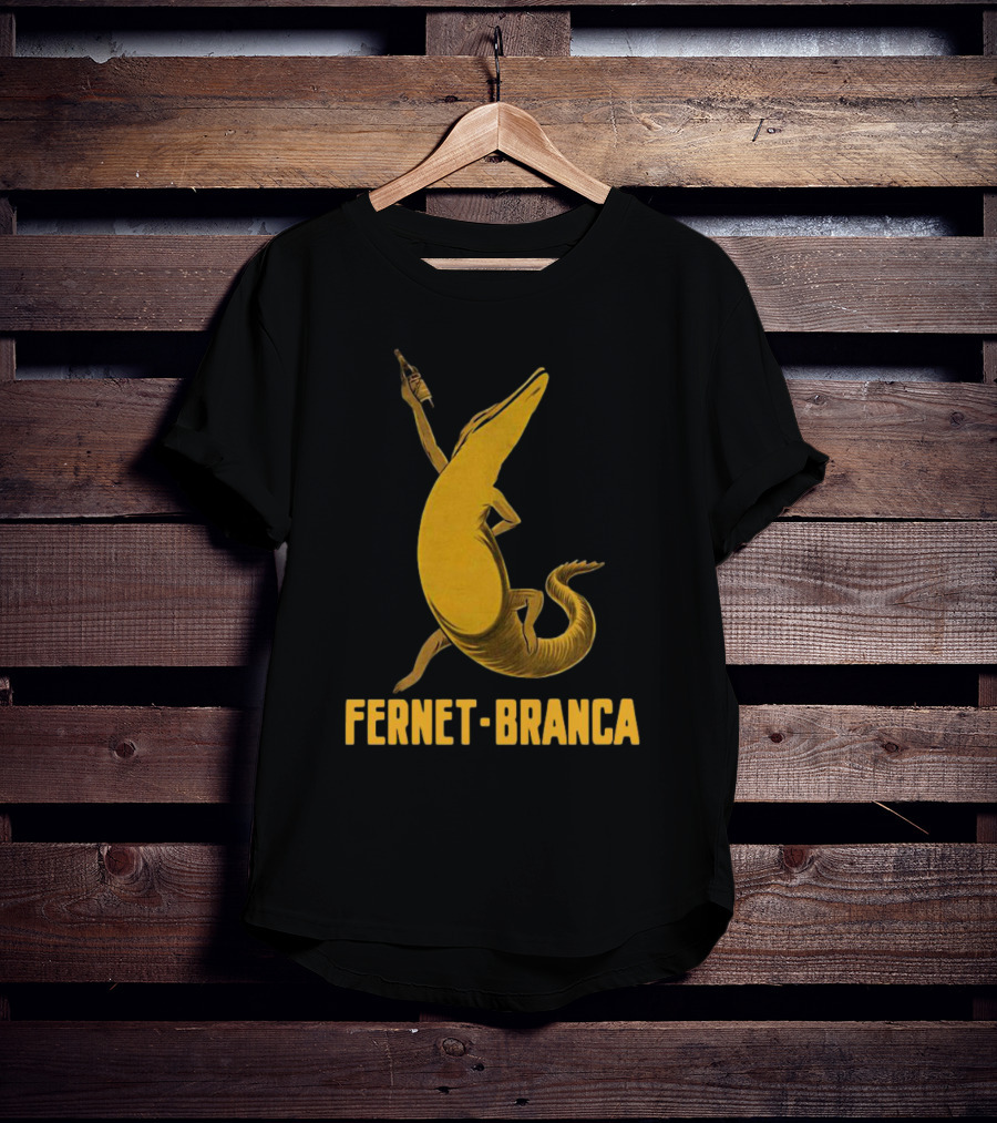 Fernet Branca Crocodile Holding Bottle Iconic Beverage T-Shirt