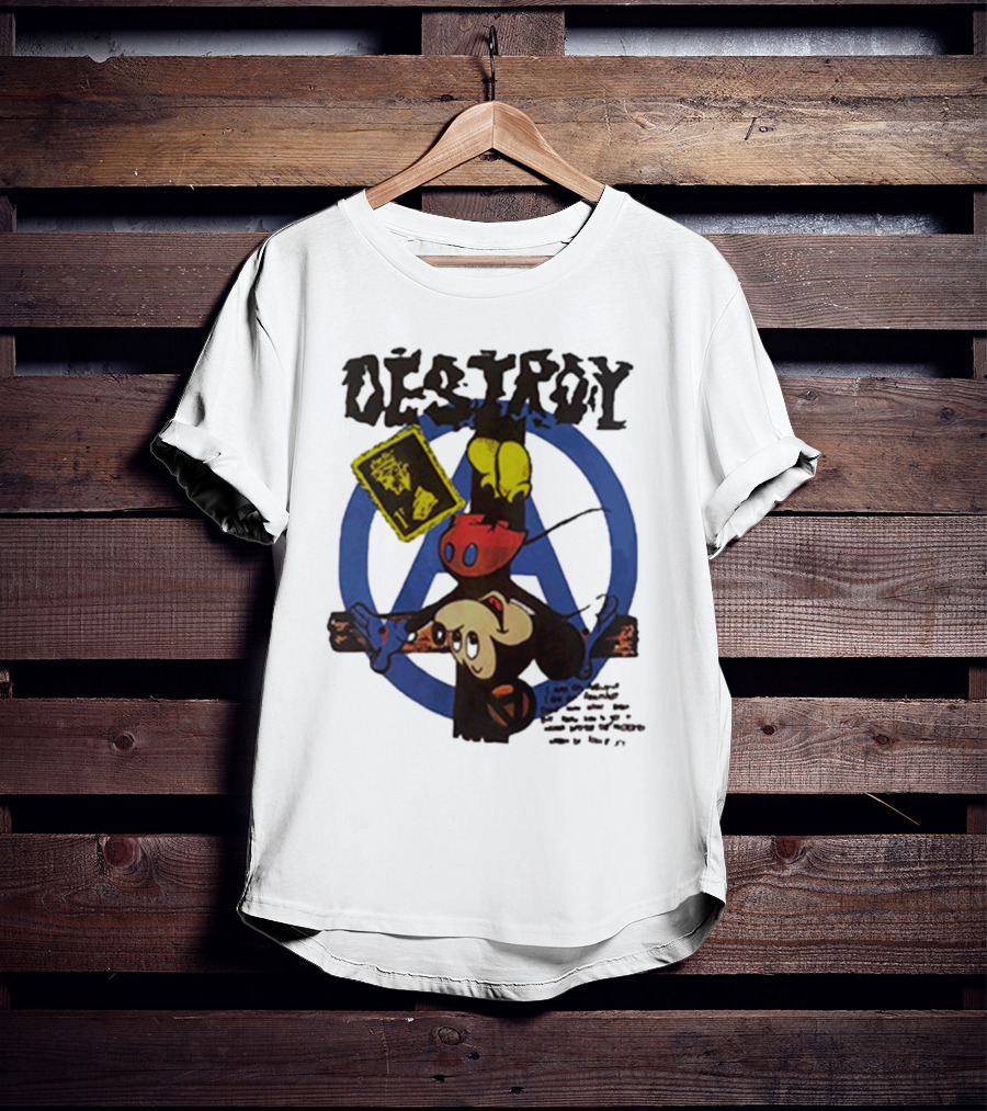 Destroy Crucified Mickey Mouse With Anarchy Symbol Seditionaries T-Shirt