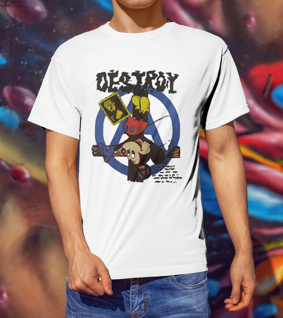 Destroy Crucified Mickey Mouse With Anarchy Symbol Seditionaries T-Shirt