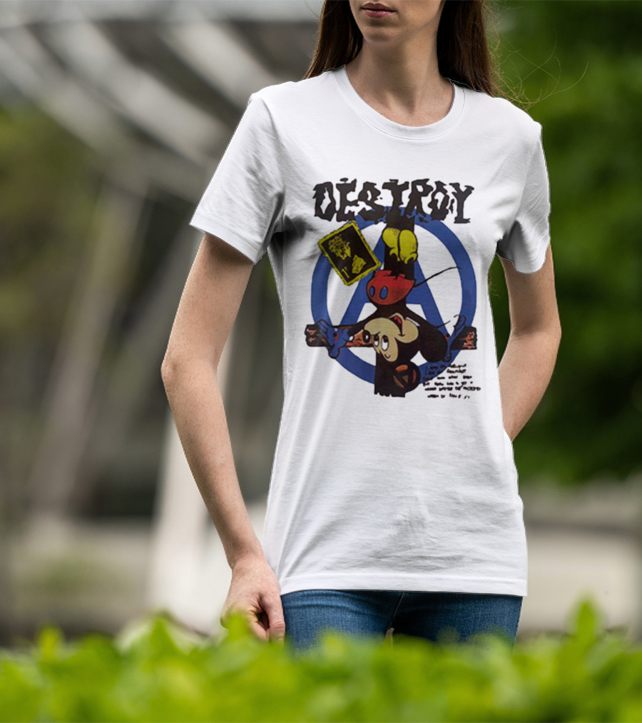 Destroy Crucified Mickey Mouse With Anarchy Symbol Seditionaries T-Shirt