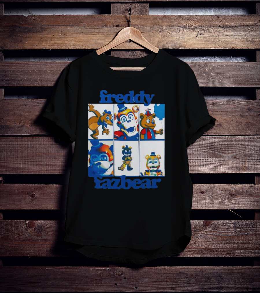 Freddy Fazbear Animated Comic Style Grid Boyfriend Fit Girls T-Shirt
