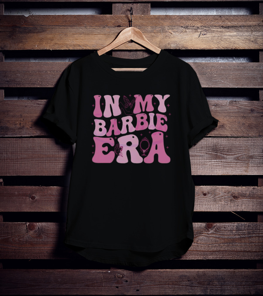 In My Barbie Era Butterfly Mirror Pink Letters T-Shirt