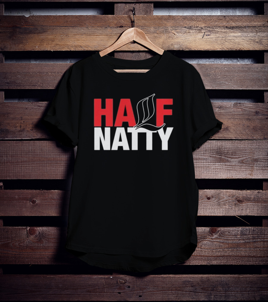 HALF NATTY Gym Bodybuilding Styled Leaf Motif T-Shirt