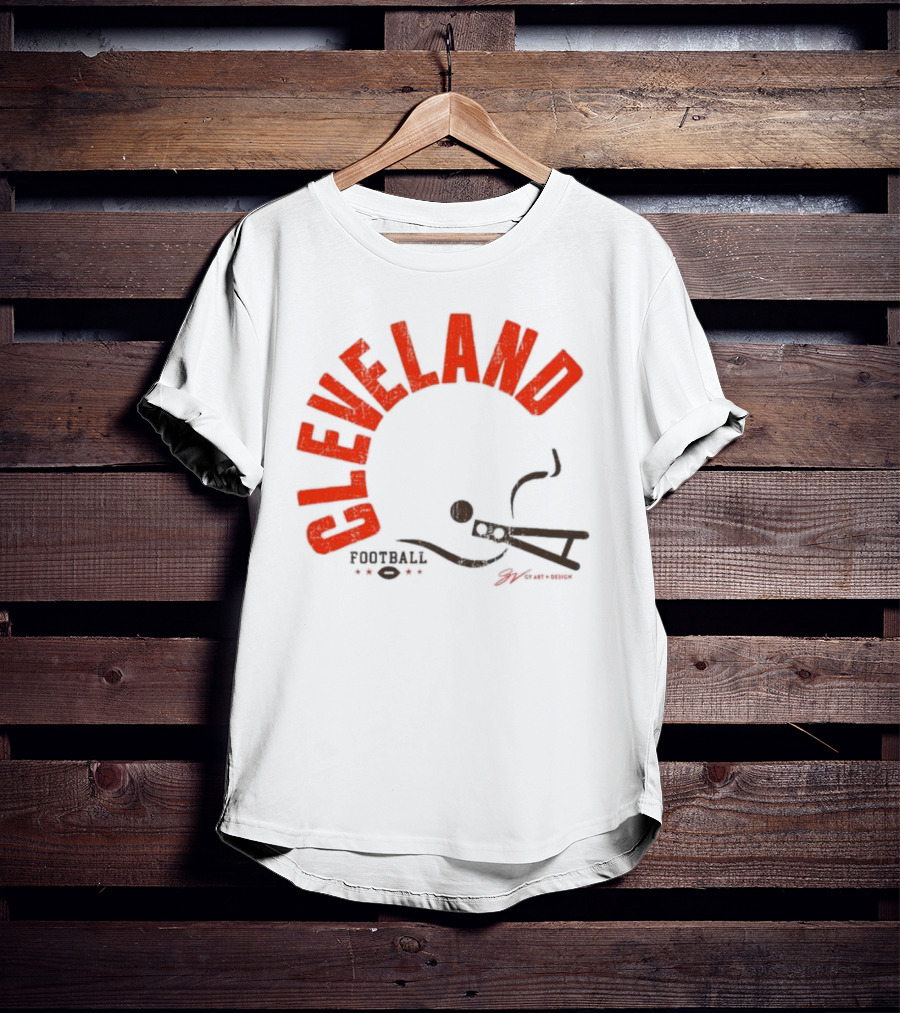 Cleveland Football Helmet Bold Type T-Shirt