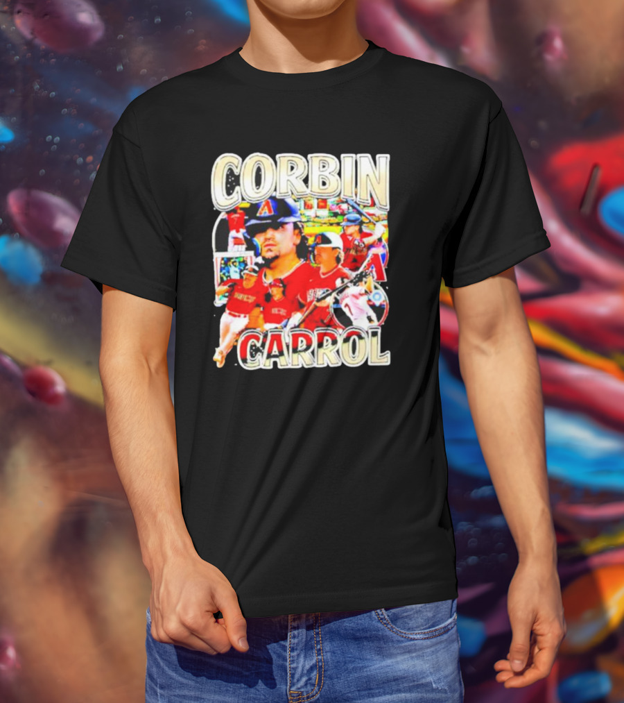 Corbin Carrol Baseball Vintage Player Action Collage T-Shirt