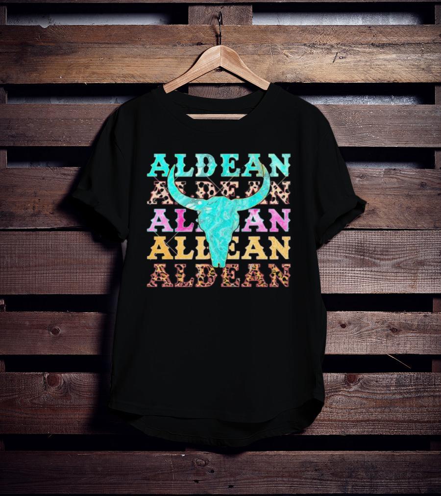 Aldean Bullhorn Leopard Skull Colorful Cowhide T-Shirt
