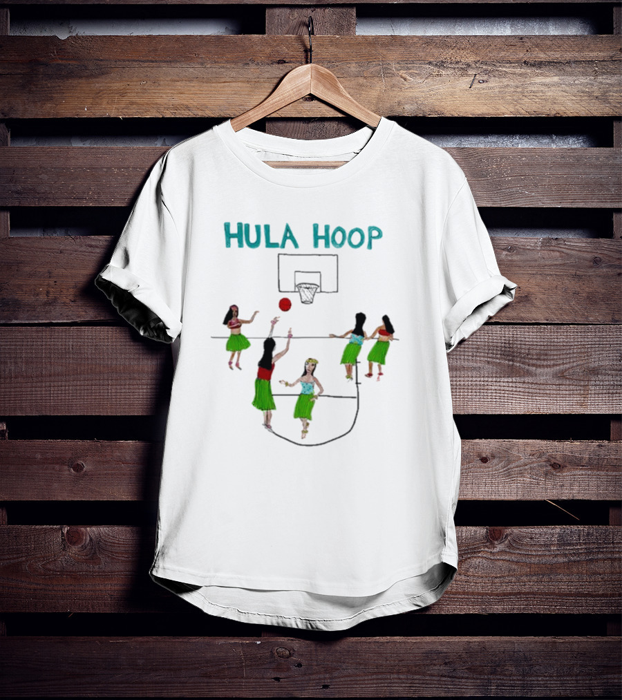 Hula Hoop Basketball Hula Dancers Court Scene T-Shirt