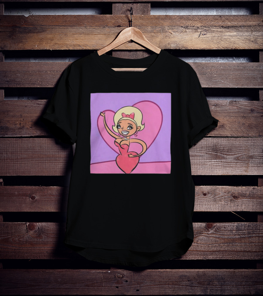 Jaymes Mansfield Cartoon Heart Outfit Pink Background T-Shirt