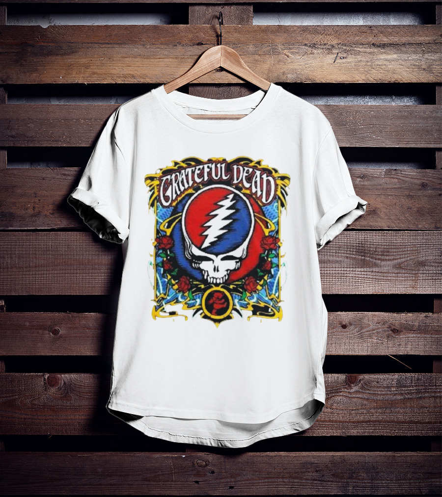 Grateful Dead Steal Your Face Skull With Roses And Lightning Bolt T-Shirt
