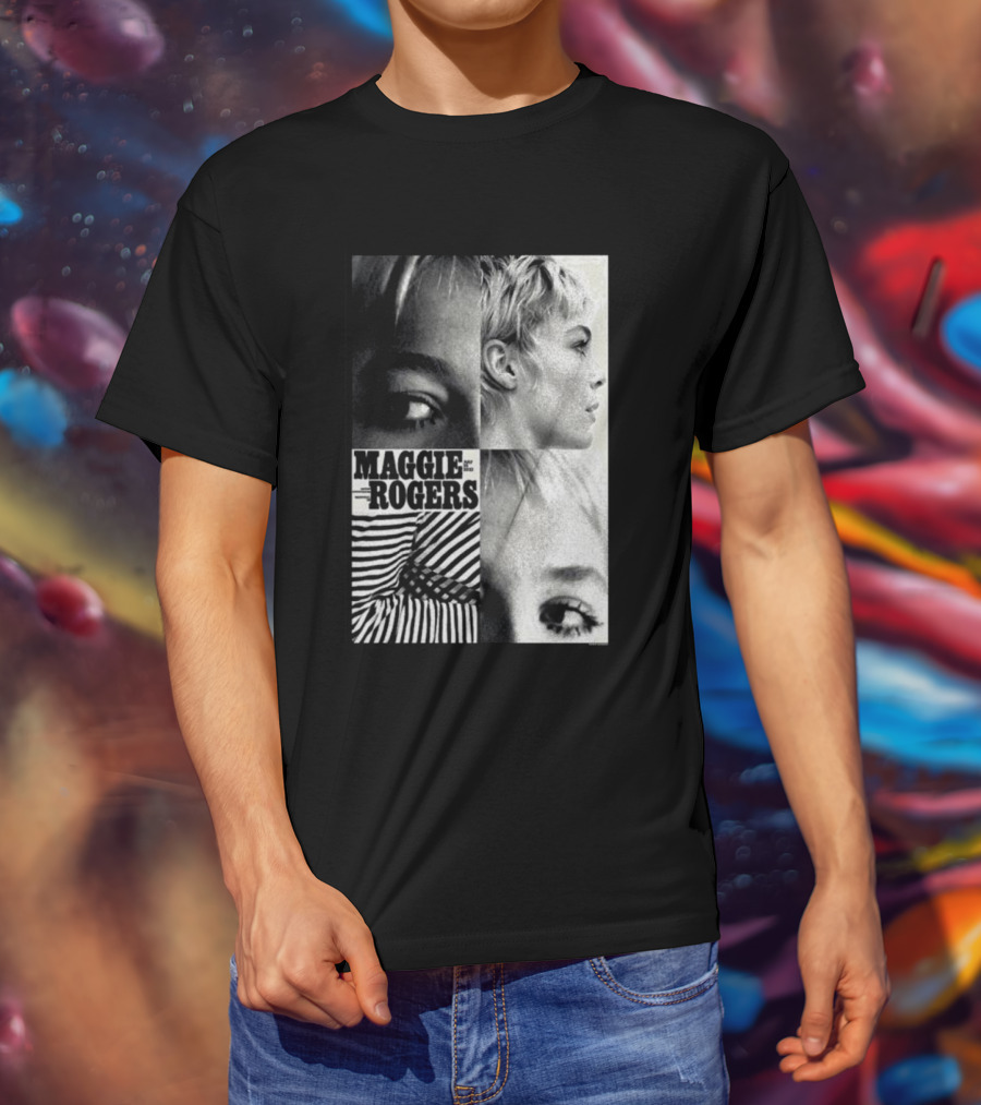 Maggie Rogers Vintage Black And White Portrait Collage Nashville T-Shirt