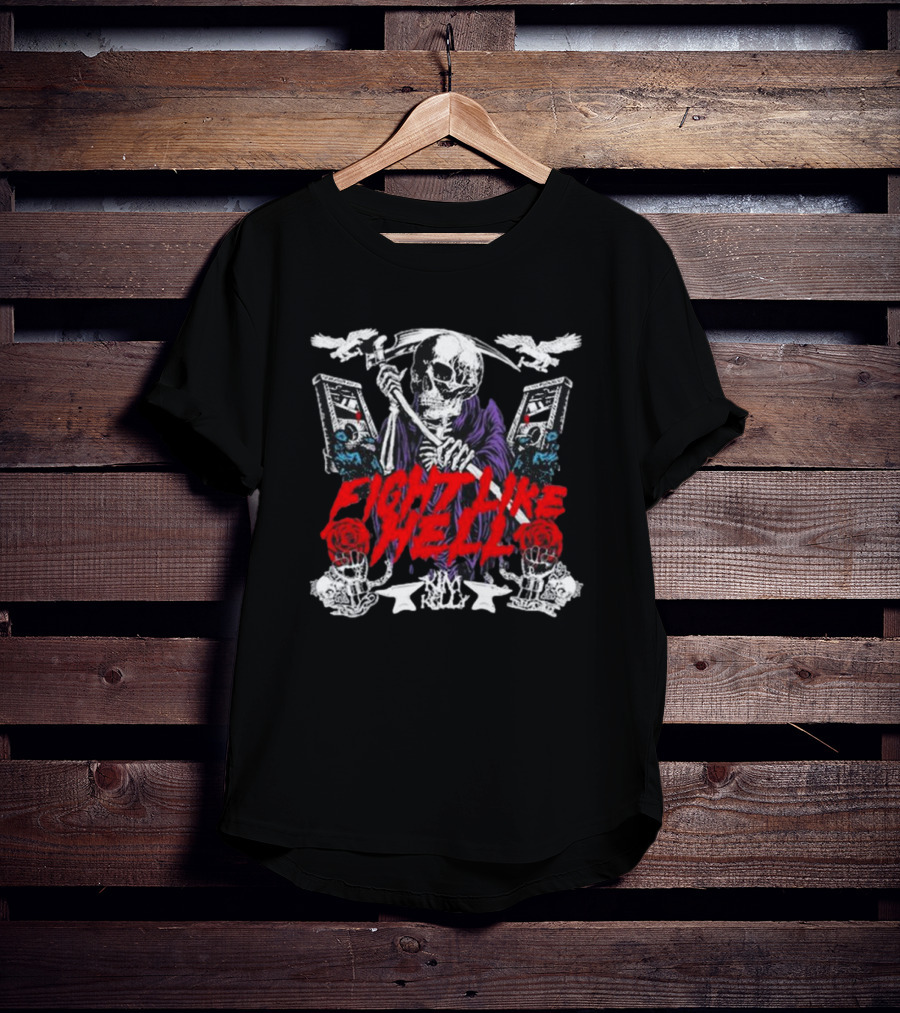 FIGHT LIKE HELL Skeleton Kim Kelly Anovelideaphl T-Shirt