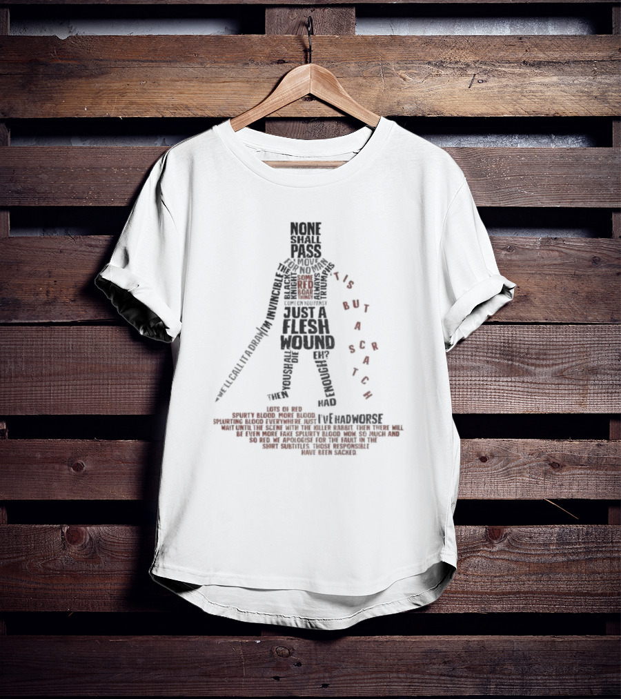 'Tis But A Flesh Wound Iconic Quotes None Shall Pass Knight T-Shirt