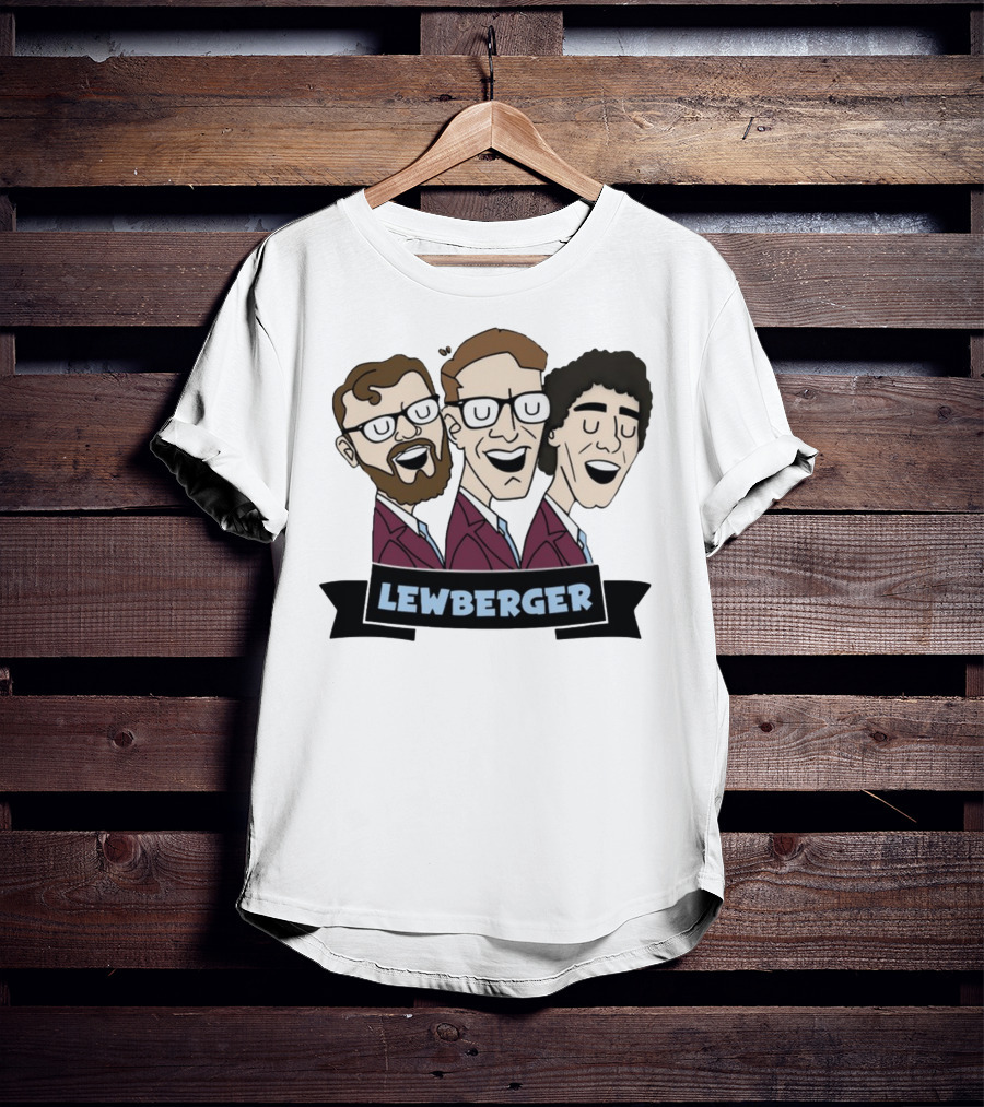 Lewberger Cartoon Trio Portrait With Glasses And Beards T-Shirt