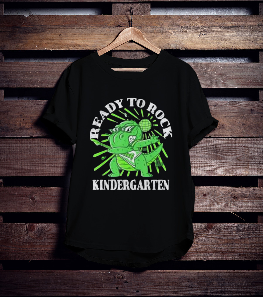 Ready To Rock Kindergarten Rex Guitar Disco Dinosaur T-Shirt