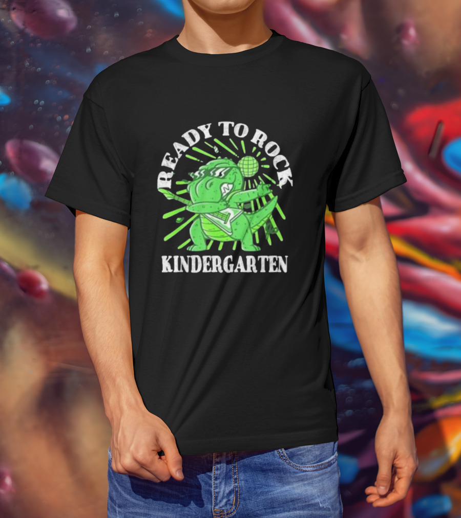Ready To Rock Kindergarten Rex Guitar Disco Dinosaur T-Shirt