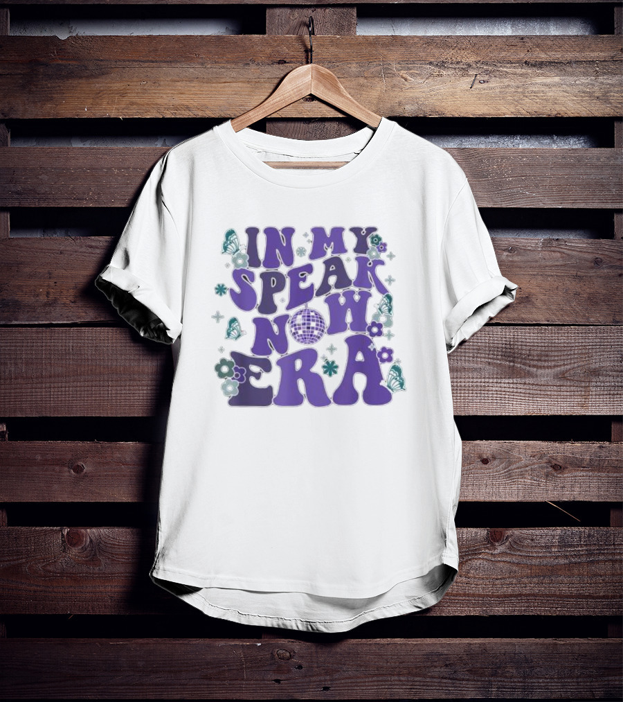 In My Speak Now Era Purple Disco Ball Butterflies Flowers T-Shirt