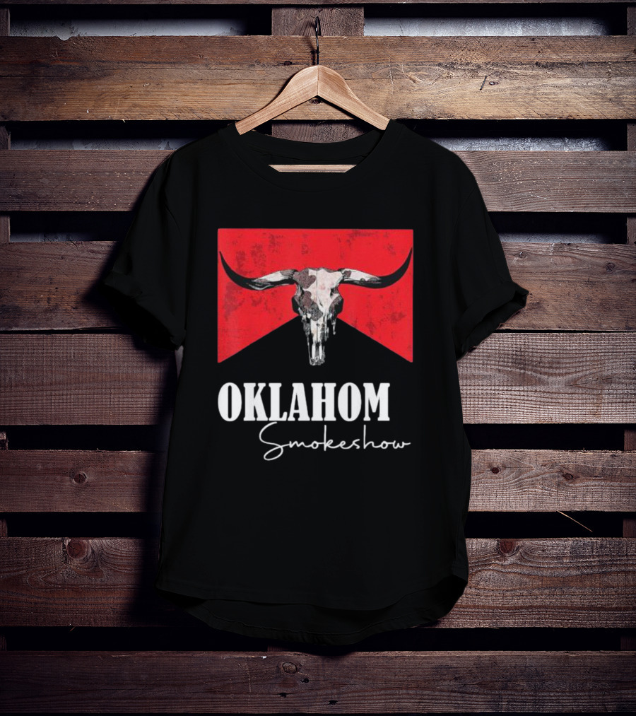 Oklahoma Smokeshow Western Country Boho Bull Skull Cow T-Shirt