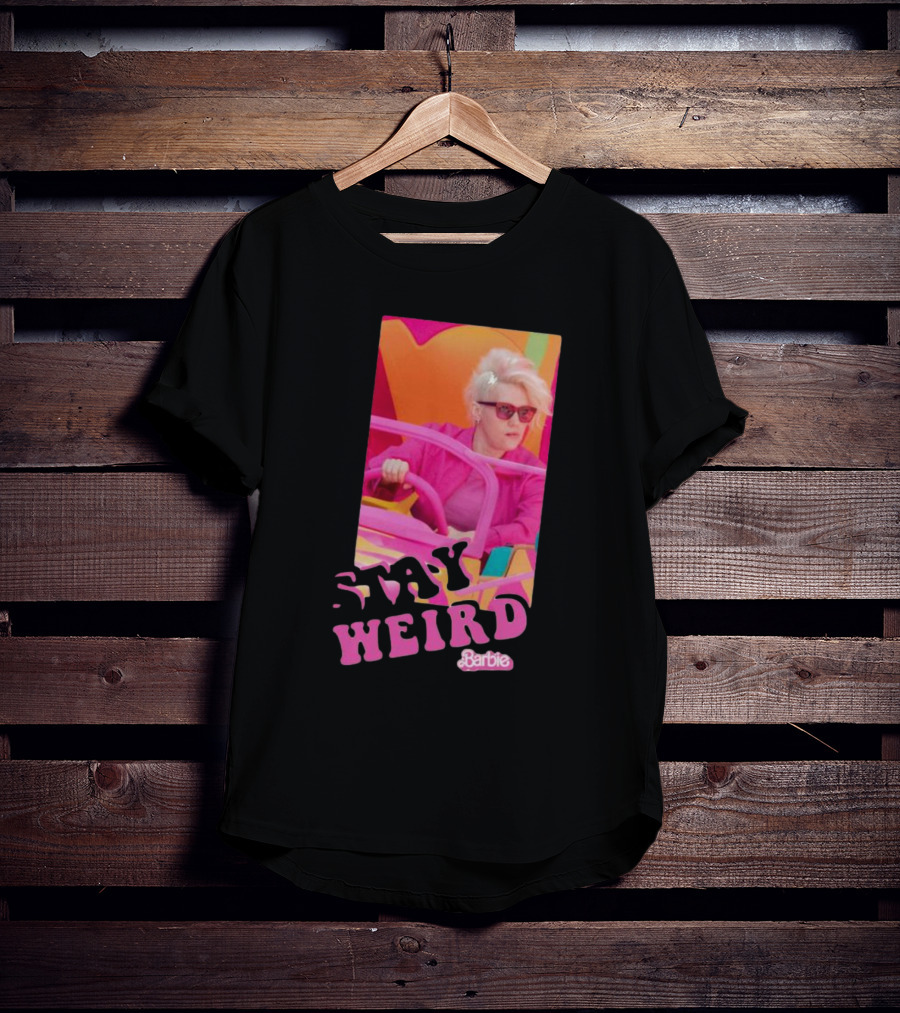 Barbie Movie Stay Weird Pink Jacket Sunglasses T-Shirt