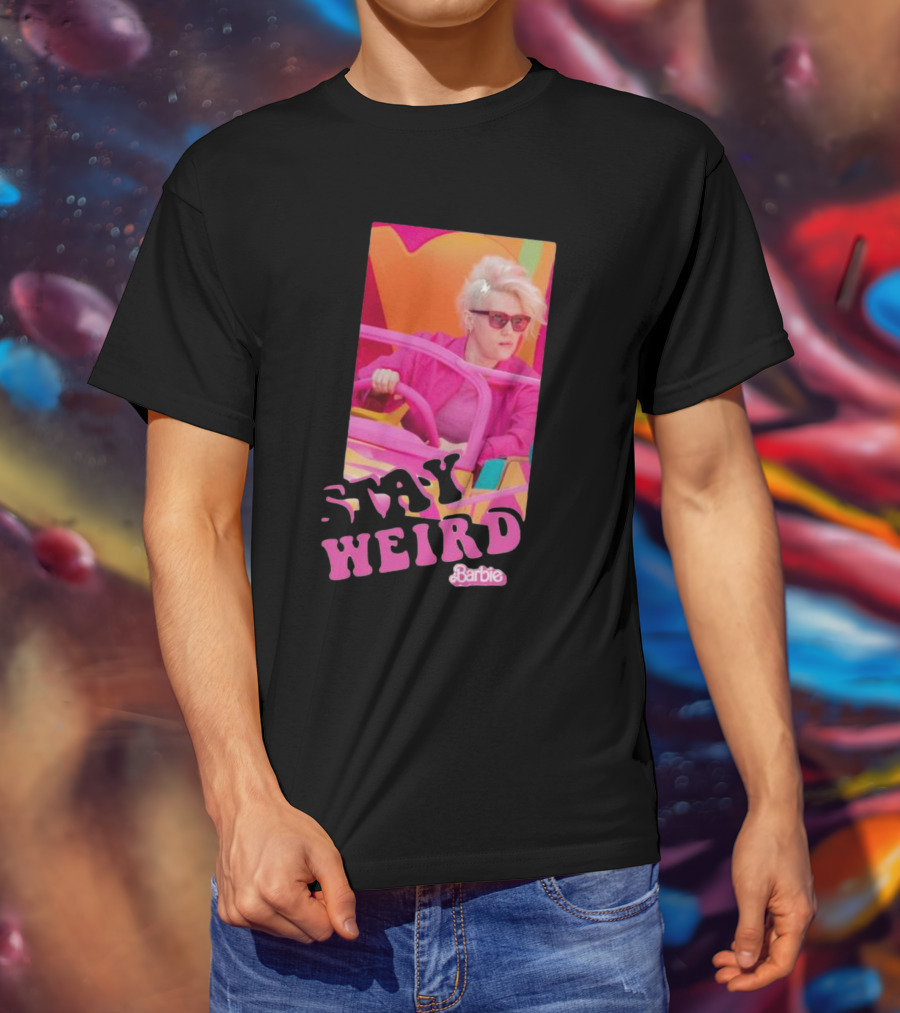 Barbie Movie Stay Weird Pink Jacket Sunglasses T-Shirt