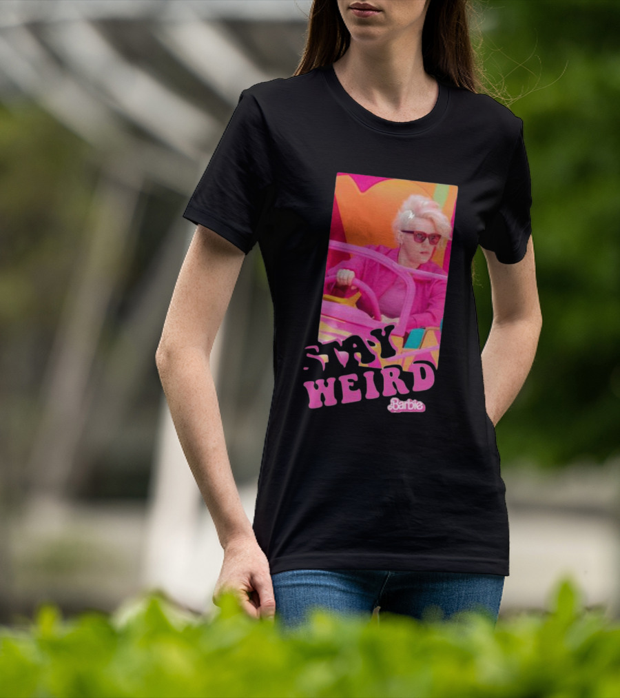 Barbie Movie Stay Weird Pink Jacket Sunglasses T-Shirt