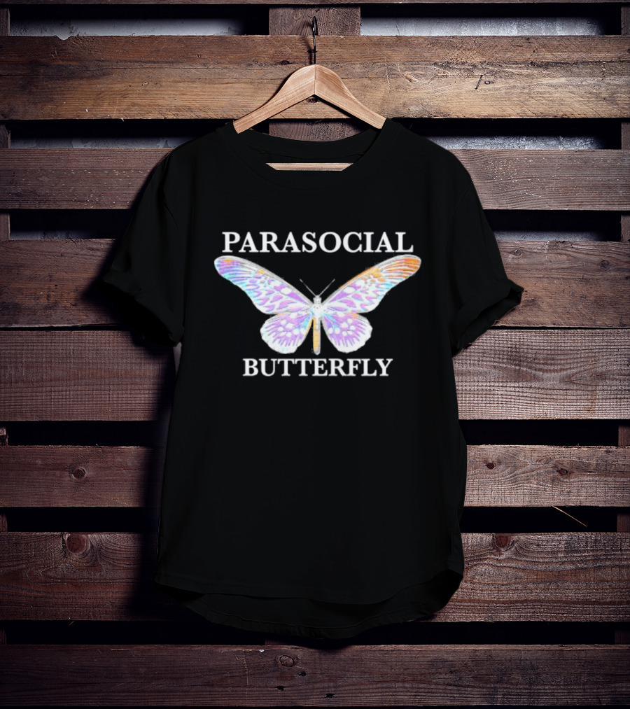 Parasocial Butterfly Rainbow Holographic T-Shirt