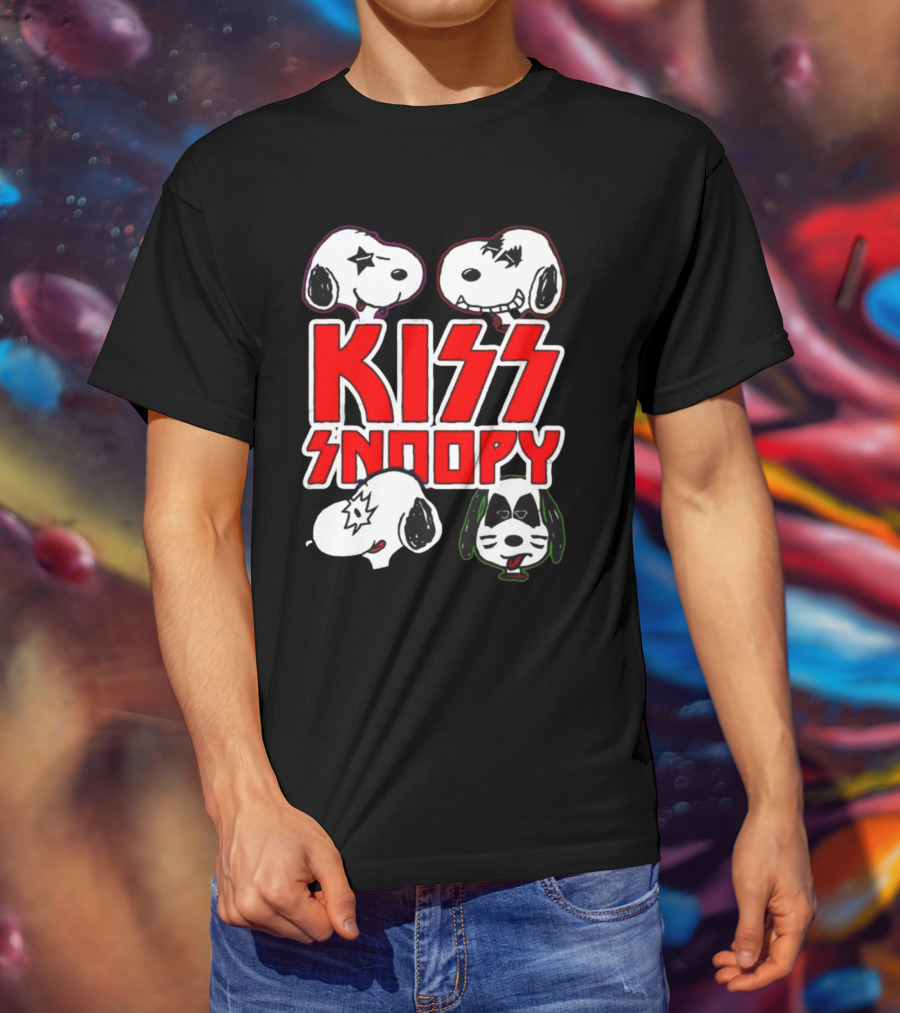 KISS Band Snoopy Peanuts Crossover Characters T-Shirt
