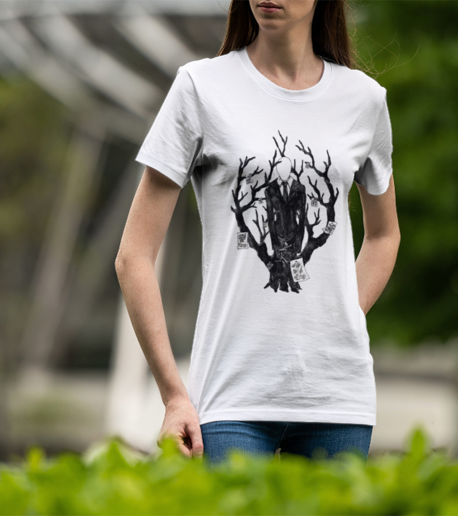Slenderman III Halloween Tree Branches Cards T-Shirt