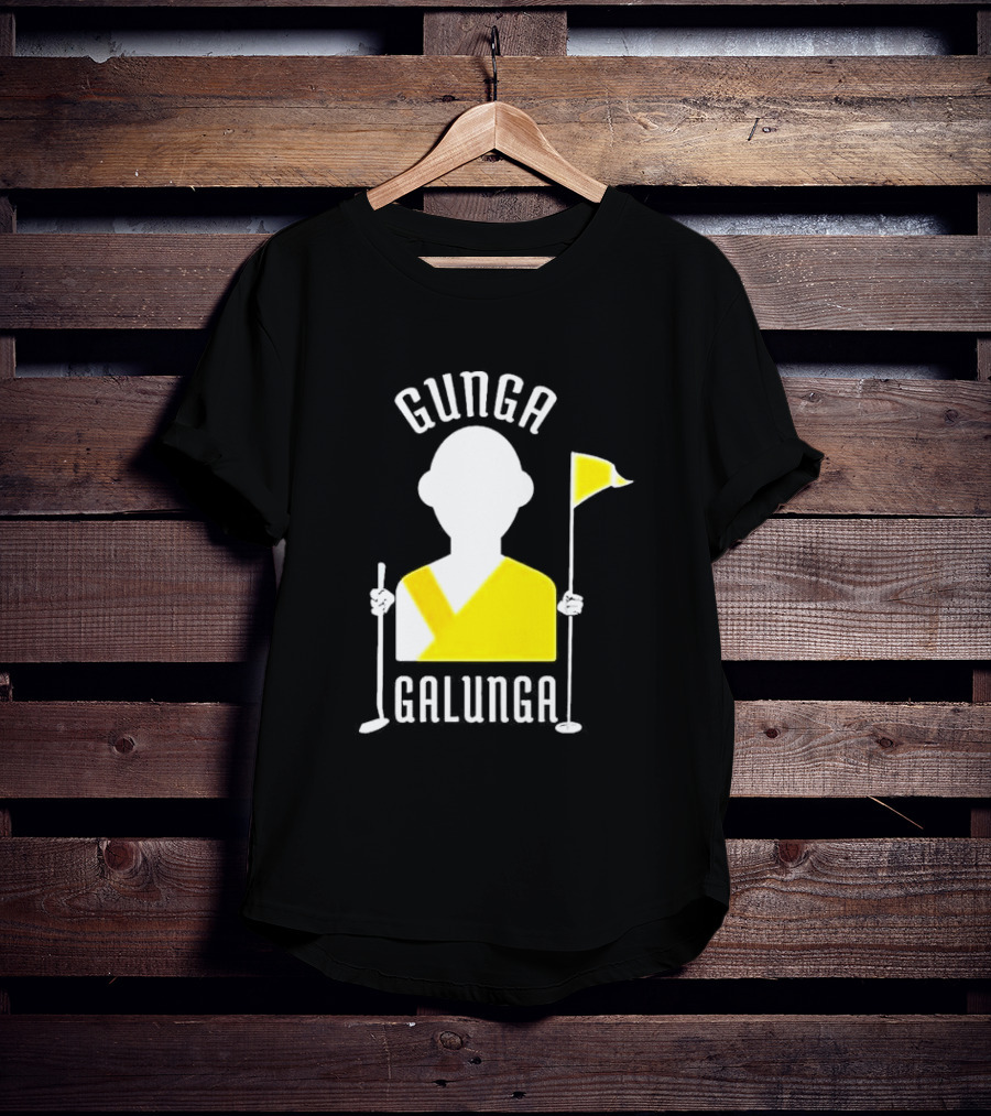 Gunga Galunga Golf Monk Icon With Clubs And Flag T-Shirt