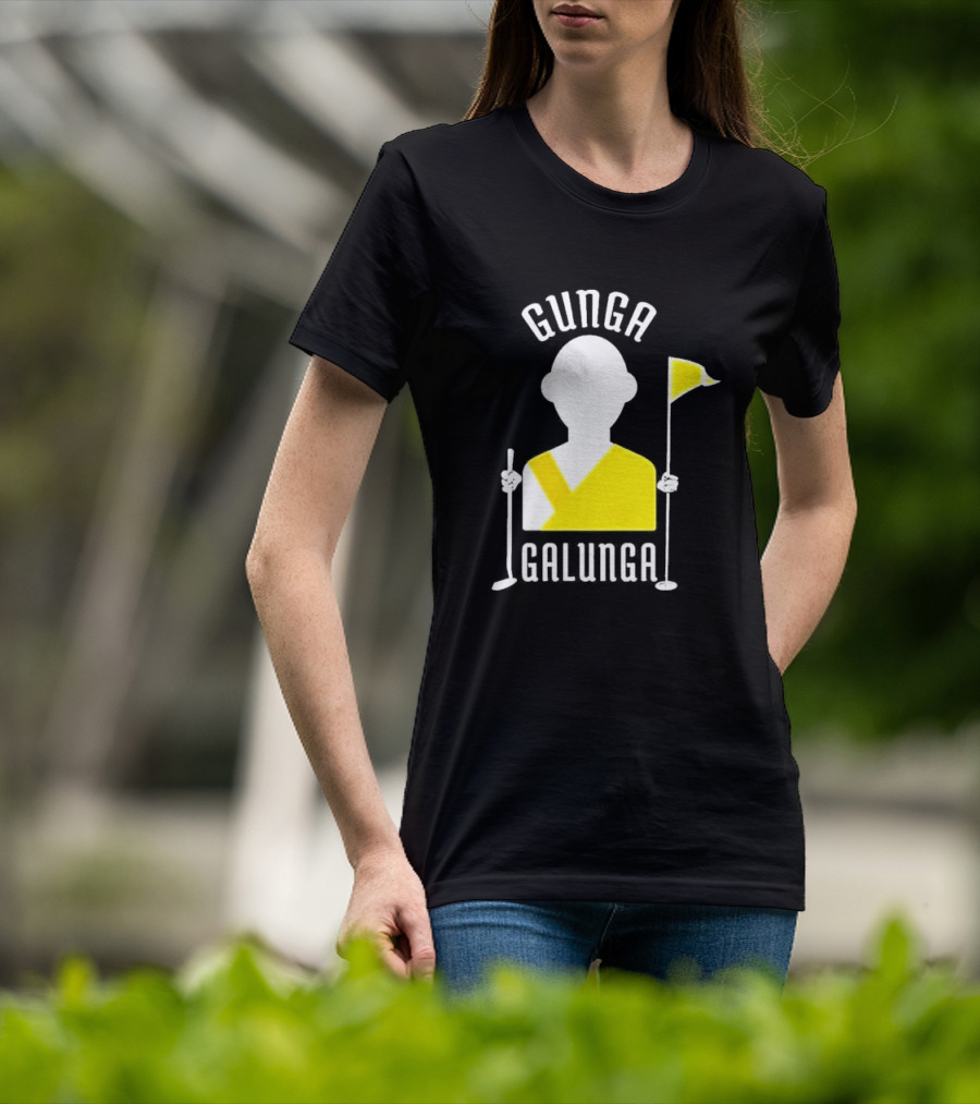 Gunga Galunga Golf Monk Icon With Clubs And Flag T-Shirt