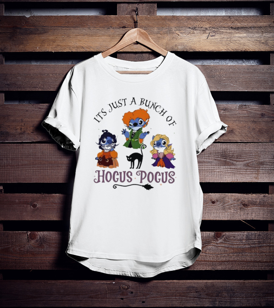 It's Just A Bunch Of Hocus Pocus Halloween Stitch Characters T-Shirt