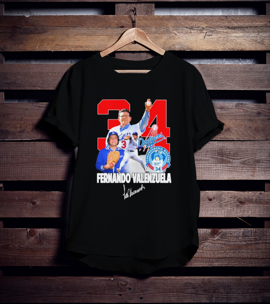 Dodgers Fernando Valenzuela Fernando Mania Weekend Signature 34 T-Shirt