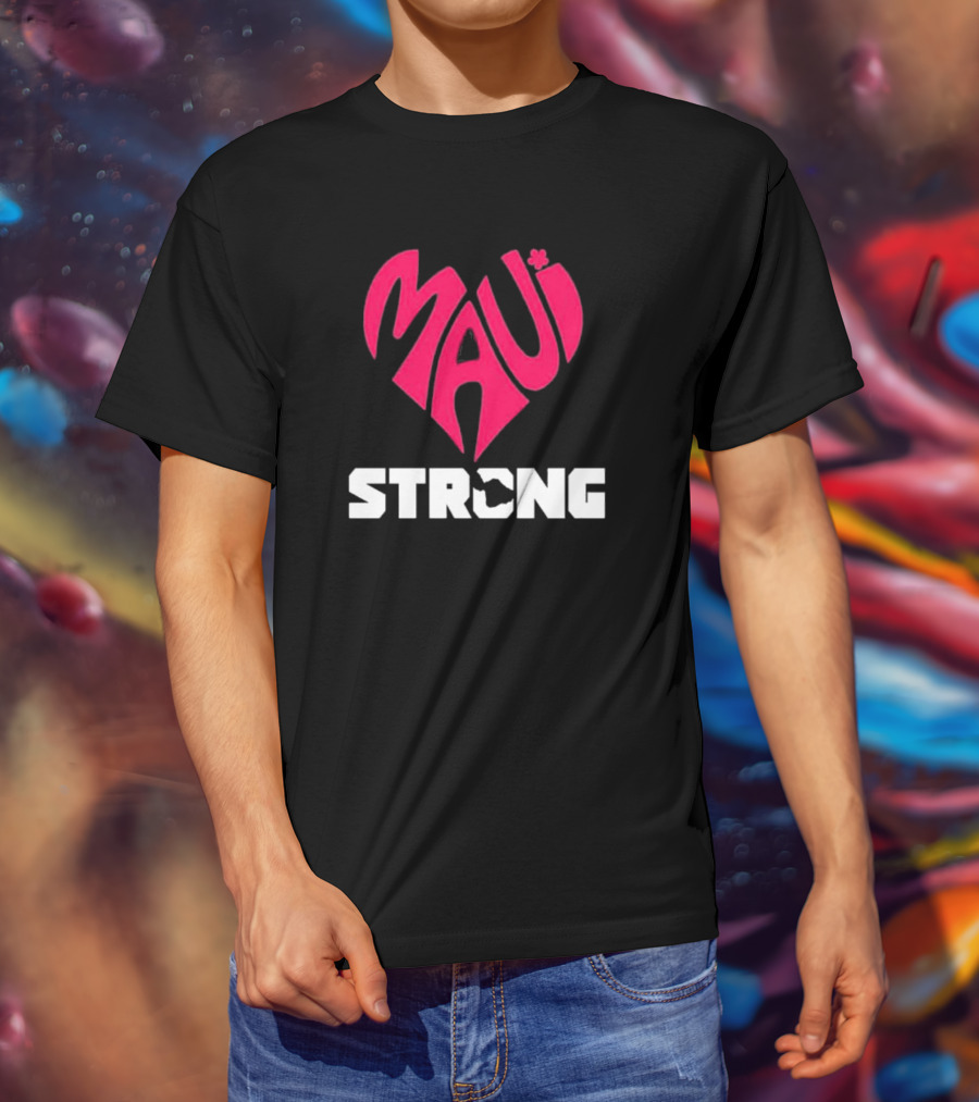 Maui Heart Strong Symbol In Pink T-Shirt