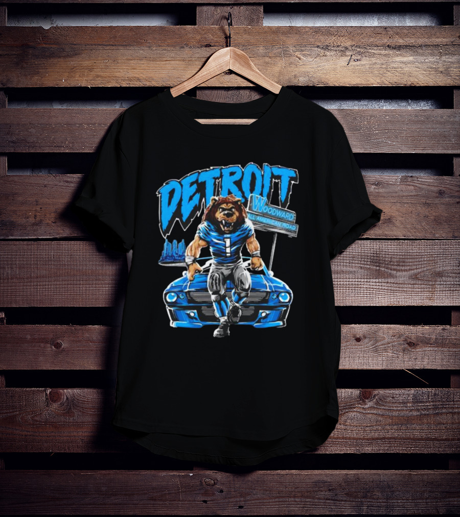 Detroit Woodward All American Road Lion Football Car T-Shirt