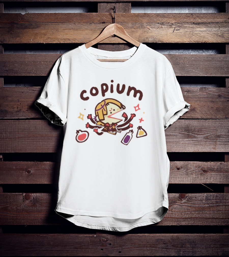 Ohmonah Holostars Copium Cute Character With Colorful Bottles T-Shirt