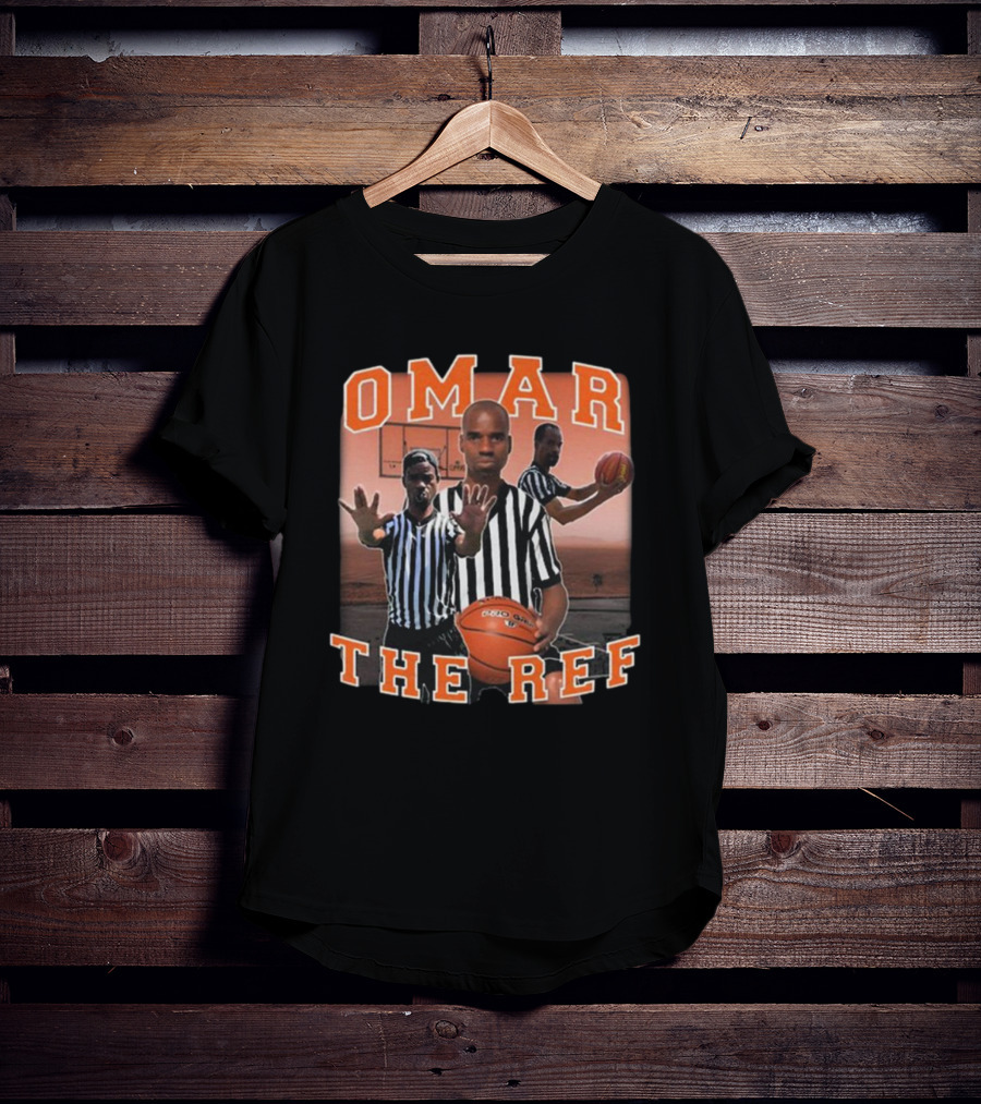 OMAR The Ref Basketball Referee With Whistle And Basketball Court T-Shirt