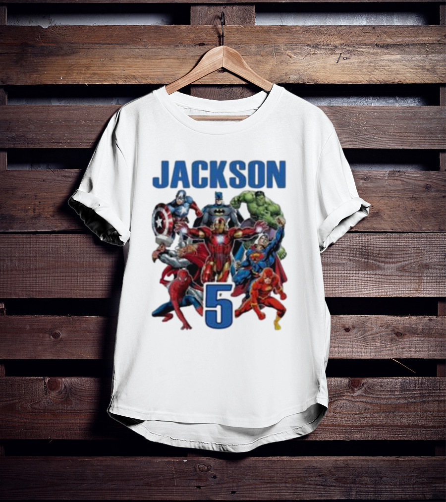 Jackson 5 Super Hero Birthday Avengers Family T-Shirt