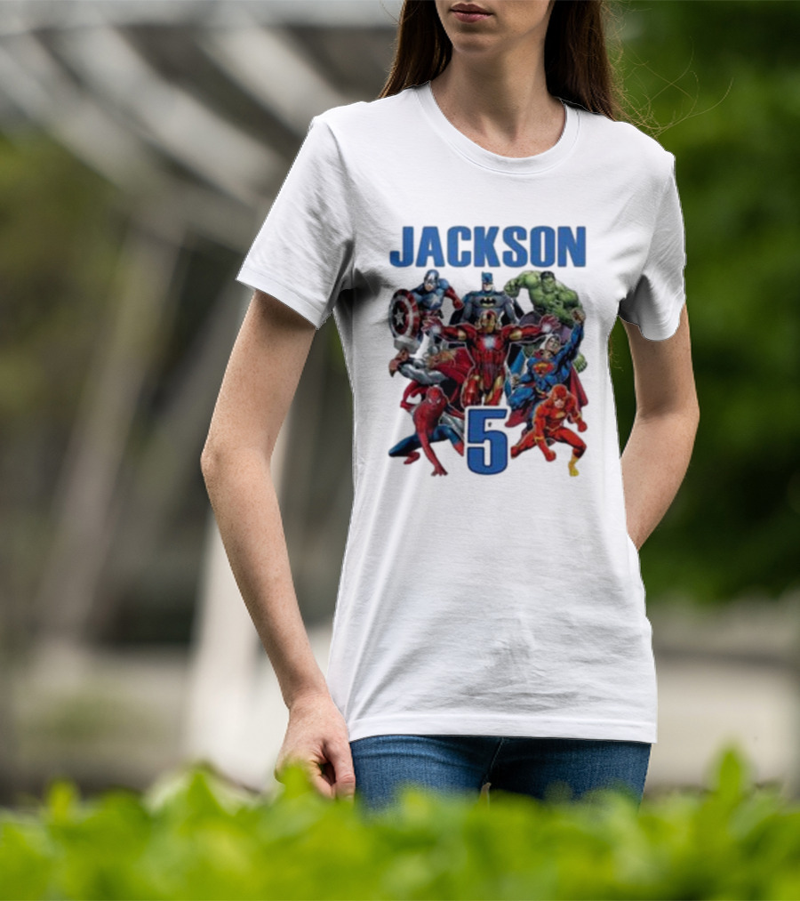 Jackson 5 Super Hero Birthday Avengers Family T-Shirt